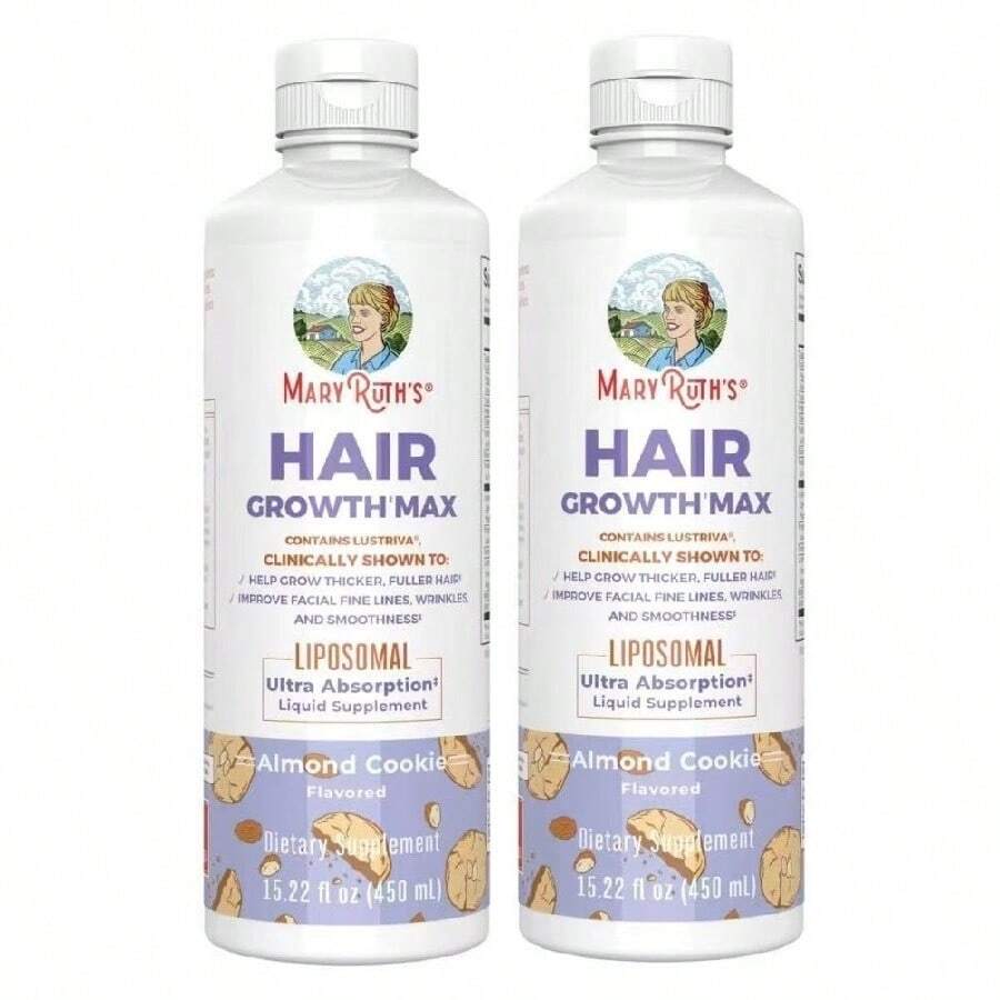 MaryRuth's Women's Hair Growth MAX Liposomal | With Lustriva® + Biotin 10000mcg + Pumpkin Seed Oil | Thicker Hair | Hair Care | Wrinkles, Fine Lines, Skin Care | Ages 18+ | 15.22 Fl Oz - Almond Cookie - 查看 1