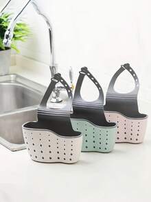 1pc Thicker Double Layer Adjustable Sink Storage Rack - Multifunctional Kitchen Organizer, Sink Hanging Bag, Plastic Drain Basket, Hanging Basket, Drain Rack - Multicolor - View 4