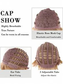 Chic Short Women Short Fluffy Straight Hair Wigs Gradient Fashion Wig For Women - Heat Resistant Synthetic Hair With Rose Net Cap