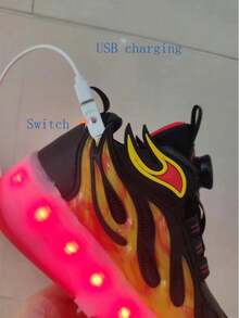Unisex LED Rechargeable Light-Up Shoes, Children's Roller Skates, Multi-Functional Transformable Roller Shoes, Suitable For All Seasons, With Detachable Wheels, For Outdoor And Sports - Red - View 9