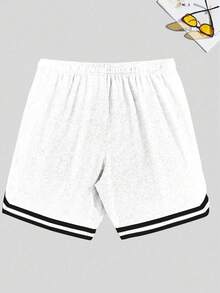 男士休闲运动短裤，运动短裤，篮球短裤，男友风印花短裤，健身短裤，抽绳腰带，轻盈弹力运动裤，适合篮球、棒球、健身、跑步、训练、运动、户外活动，父亲节礼物 白色夏季 - 白色 - 查看 5