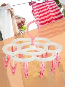 1/3pcs 16 Clips Portable Socks Cloth Hanger Rack Clothespin Folding Multifunctional Wardrobe Storage Cloth Hangers Plastic Drying Racks