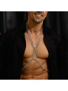 Sexy Lingerie Accessories,Sexy Body Chain For Women, Men & Crossdressers – Acrylic European And American Men, Women And Transgender People Body Chain, Summer Beach Bikini Green Rhinestone Chest Chain, Sexy And Luxurious Crystal Bra Chain For Nightclub Parties, Men.