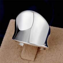 1pc 925 Sterling Silver Smooth Curve Ring For Women Lady Man Thumb Plate Rings Fashion Jewelry For Hip Hop Party Accessories Gift Daily Wear