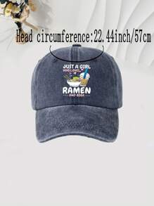 1pc Girl Ramen Print Baseball Cap, Washable Adjustable Hat, Fashionable Breathable Versatile Sun Protection For Outdoor, Gift For Holiday
