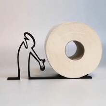 Portarrollos de papel minimalista y práctico, decoración de impresión 3D, elegante soporte de papel higiénico, soporte de pañuelos divertido y humorístico - Blanco - Ver 2
