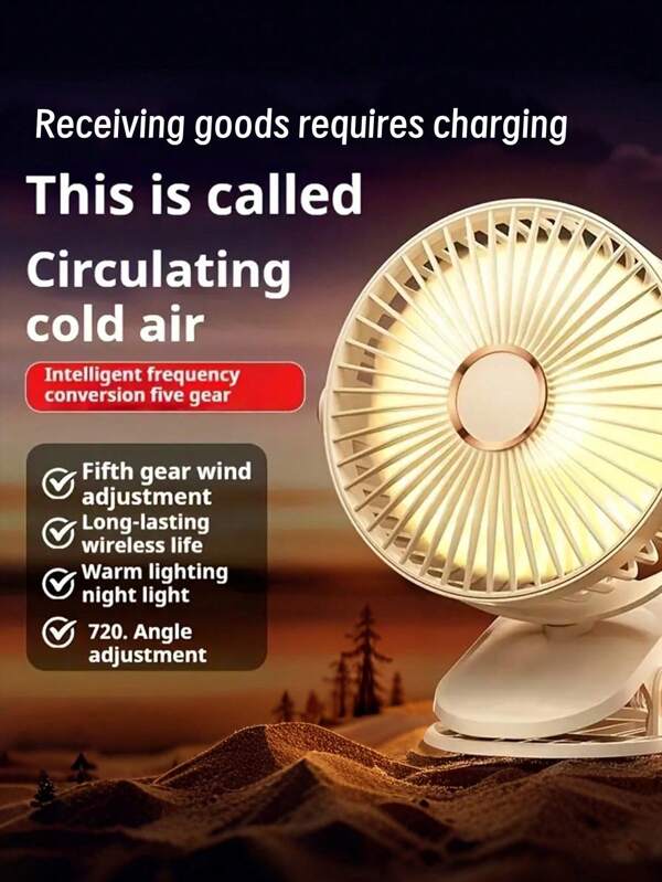 Mini Desk Fan, Clamp On, Quiet, High-Volume Airflow, For Office, Bedroom, Dorm, Portable, Long Lasting Battery, Circulation Fan For Summer