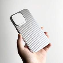 Luxury Striped Elements Fashion Silver Corrugated Shell Slim Hard Phone Case Compatible With IPhone & Galaxy Waterproof Shockproof Anti-Fall Scratch Resistant Spring Anniversary Gift - Silver - View 3
