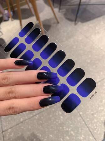 1pc New Ombre Color Nail Art Stickers, Full Coverage Nail Wraps, Waterproof Peelable Nail Stickers, Women Nail Art, Self-Adhesive Nail Stickers, Easy To Use, Suitable For Holiday, Party Decoration, Birthday Gift