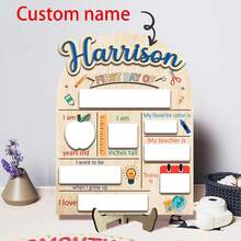 Placa Personalizada Primeiro Dia de Aula, Placa Último Dia de Aula, Etiqueta de Nome Personalizada, Placa Volta às Aulas, Quadro de Anúncio do Primeiro Dia de Aula, Materiais Impressos Gráficos, Volta às Aulas, Presente Personalizado, Marco - Cartão de registro escolar - Visão 1