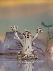 1pc Halloween Mini Tree Stump Haunted Ghost Skull Figurine Home Decor