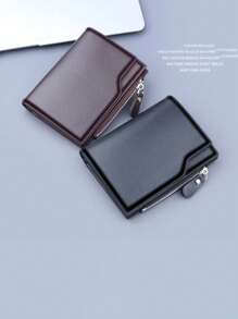 1-2 piezas Billetera corta de lujo de piel sintética PU - Nuevo gran capacidad con múltiples ranuras para tarjetas + monedero, Portaidentidad/tarjetas de hombre, Diseño plegable ultra delgado, Almacenamiento por capas para tarjetas de crédito/identificación, "Opción de regalo para el Día del Padre", Acabado mate de moda, Regalo ideal para hombres/mujeres en cumpleaños o pareja