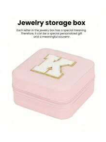 1 pièce Boîte de rangement à bijoux de voyage, cadeau pour femme, mini organiseur à bijoux, support pour colliers et boucles d'oreilles avec miroir, rose, accessoires de voyage essentiels, cadeau pour la fête des mères, pour les vacances à la plage, la collection de salle de bain, la collection de chambre à coucher, cadeau pour la fête des pères