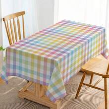 1/20pcs Easter Spring Themed Tablecloth,Colorful Checkered Table Cover,Rectangular Polyester Tablecloth,Easter Home Decoration,Festive Party Decor For Indoor & Outdoor,Easter Decoration,Easter Gifts - Multicolor - View 2