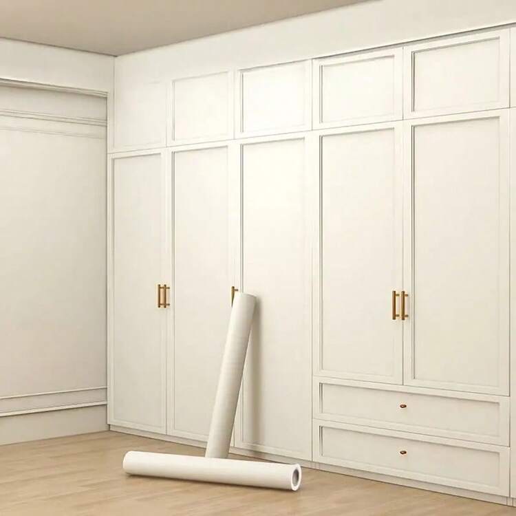 1 Roll Matte Pastel Solid Color Self-Adhesive Wallpaper, Vinyl Material, Suitable For Living Room, Bedroom Accent Wall, Home Decor, Bookshelf, Dining Table, Cabinet, Kitchen Decoration, Can Be Used For Room Decoration, Wall Paper, Room Decor, Wall Decoration - Beige - View 6