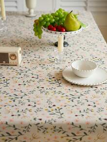 1pc Floral Printed Tablecloth, Rectangular Tablecloth With Tassels, Farmhouse Style, Suitable For Home, Kitchen, Dining Room, Camping, Parties, Outdoor Use, Spring/Summer Decor - Multicolor - View 5