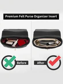Felt Purse Organizer Insert For GG Marmont Mini Bag Multi-Pocket Handbag Organizer With Zipper Storage Compartments Back To School Supplies - Beige - View 7