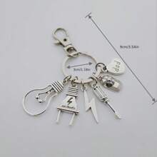 Father's Day Gift - Electrician Themed Keychain, Alloy Handmade Keychain With Light Bulb, Screwdriver, Plug Pendant, Suitable For Dad, With Silver Casual Style Accessories Car Accessories Bag Charm Backpack For School