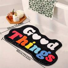 1 tấm thảm phòng tắm "Good Things" - Đế chống trượt, thấm hút tốt, có thể giặt máy, chất liệu polyester sợi ngắn, chữ in màu sắc sống động, trang trí phòng tắm thời trang, phù hợp cho cả nam và nữ, quà tặng ngày Valentine, thảm phòng tắm, thiết kế chữ in vui nhộn. - Nhiều màu - Xem 15