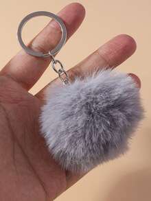 1pc Cute Faux Rabbit Tail Pom Pom Keychain, Unisex Commute Key Chain For Daily Wear Car Accessories Goth Y2k - Multicolor - View 10