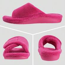 Entrega local - Pantuflas para mujer GRITHEIM con soporte ortopédico para el arco, ajustables, de pelo suave, ortopédicas, para fasciitis plantar, tipo chancla para dama - Rosa Fucsia - Ver 6