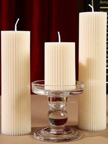 2 件/1 件，奢华法式复古圆柱香薰蜡烛 - 无烟香薰，适用于家居装饰、婚礼、婚礼装饰、派对和浪漫氛围 | 摄影道具、礼品创意、优质大豆蜡烛、万圣节、秋季、礼品、白色蜡烛 - 白色 - 查看 5