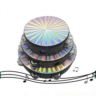 1pc 6/8/10inch Handheld Tambourine, Double Row Jingles Orff Percussion Instrument, For Ktv, Parties Atmosphere Holiday Gifts,Single Row Jingles Tambourine,Musical Instrument