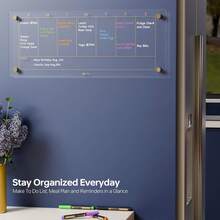 Clear Glass Weekly Dry Erase Calendar Non-Magnetic Whiteboard For Wall, 7 Day To Do List, Menu & Meal Planner White Board For Kitchen Home Office, 23x9.5, 4 Markers Included - Clear_ - View 3