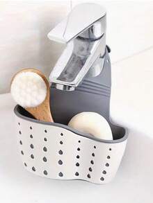 1pc Thicker Double Layer Adjustable Sink Storage Rack - Multifunctional Kitchen Organizer, Sink Hanging Bag, Plastic Drain Basket, Hanging Basket, Drain Rack - Multicolor - View 8