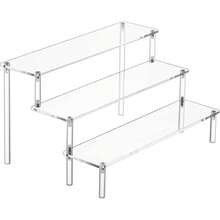 Large Acrylic Display Risers, Perfume Stand Organizer, Acrylic Shelf Risers Display Stands Food, Tabletop Use, Figure, 3 Tier Cupcake Stand Risers - 1PACK Large 11.6 IN - View 2