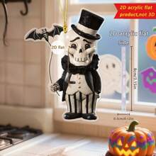1pc Halloween Pendant Creative Skull Bag Bag Key Car Rearview Mirror Decoration Ornament Home Decor Perfect Gift For Friends And Family .