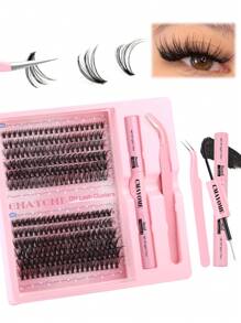 240 szt. pojedynczych rzęs typu D Curl z klejem i uszczelnieniem, miękkie i naturalnie wyglądające, puszyste sztuczne rzęsy do codziennego noszenia, gęste, powiększające oczy, zestaw do przedłużania rzęs, 40D + 50D + 60D / 60D + 80D + 100D, tacka na rzęsy w różnych stylach do makijażu, na imprezy, wesele, podróże, zestaw do kępek rzęs o mieszanej długości 10-16 mm, rzęsy, sztuczne rzęsy