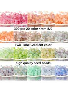 300pcs Glass Seed Beads Kit For Jewelry Making, 4mm 8/0 Dual Color Gradient Seed Beads, 20 Colors Options, 20g/Pack Transparent Beads, High Quality Uniform And Durable, For DIY Handmade Crafts Like French Bracelet, Weaving, Embroidery, Bracelet, Earring, Necklace, Ring, Great Gift For Family & Friends