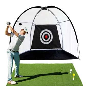 1M Rete da allenamento golf portatile con telo bersaglio, gabbia da tiro di piccole dimensioni, adatta per ufficio, giardino, tempo libero