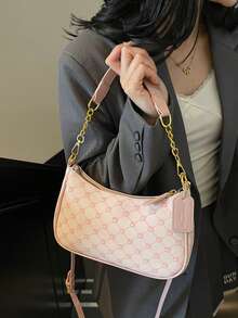 1 件 PU 软皮腋下包，时尚单肩包，休闲百搭链条斜挎包，纯色休闲日常包，适合日常使用 - 旅行、工作、购物、上学、通勤、约会、女士礼物、商务通勤