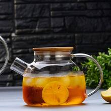 1pc Glass Teapot With Bamboo & Stainless Steel Lid, Large Capacity Cold Brew Tea Pot With Infuser, Suitable For Hot/Iced Tea Back To School - Multicolor - View 3