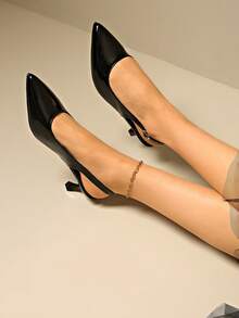 Elegant Pointed Toe Bowknot Stiletto High Heel Sandals For Women, Sexy Party Dress Shoes, Suitable For Summer Commute, Nightclub, Wedding, Party, Outdoor, Available In Burgundy, Black, White, Red - Black - View 6