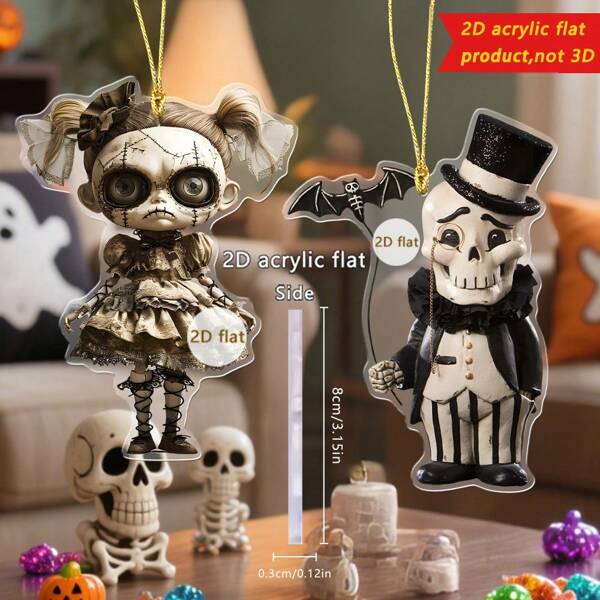 1pc Halloween Pendant Creative Skull Bag Bag Key Car Rearview Mirror Decoration Ornament Home Decor Perfect Gift For Friends And Family .