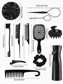 15 Piezas Juego de Cepillos y Peines para Peinado, 3/13 Piezas Peines, Peines de Púa, Peines de Cola de Rata, Cepillos de Bordes, Cepillos de Cabello, Rociador de Alta Presión, Horquillas, Anillos para el Cabello, Peines de Dientes Anchos, Gorros de Baño, Trenzadores de Cabello, Adecuado para Todo Tipo de Peinados, Vuelta al Colegio, Esenciales de Viaje y Vacaciones, Accesorios de Cabello para Mujeres