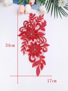 Colorful Options Mesh Embroidery Rhinestone Crystal Beaded 3D Flower Applique DIY Garment Accessories, For Wedding Dress Decorations - Multicolor - View 24