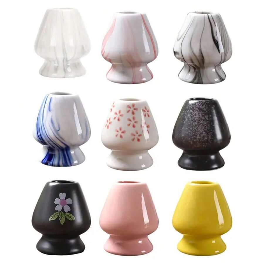 Soporte para batidor de Matcha japonés, contenedor para batidor de Matcha, soporte para batidor hecho a mano para comedor, casa deé FGXL - Rojo y blanco - Ver 1