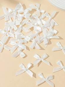 50pcs/Pack Colorful Ribbon Bows, Gift Wrapping Decor, Handmade Card Decoration, Hair Accessories, Balloon Bows, Wedding Party Decor, Room Decor, Home Decor - Pink - White - View 2