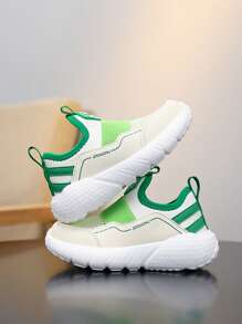 1 Pair Girls Spring/Summer Low-Top One-Push Slip-On Sports Shoes, Single-Layer Mesh Elastic Upper, Easy On/Off, Macaron Bright Colors, Non-Slip Outsole, Soft & Comfortable, Fashionable & Cute, Suitable For Daily, Outdoor, Travel, Sports