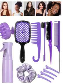 15 Piezas Juego de Cepillos y Peines para Peinado, 3/13 Piezas Peines, Peines de Púa, Peines de Cola de Rata, Cepillos de Bordes, Cepillos de Cabello, Rociador de Alta Presión, Horquillas, Anillos para el Cabello, Peines de Dientes Anchos, Gorros de Baño, Trenzadores de Cabello, Adecuado para Todo Tipo de Peinados, Vuelta al Colegio, Esenciales de Viaje y Vacaciones, Accesorios de Cabello para Mujeres