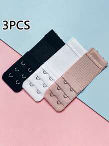 3pcs 2-Hook Bra Strap Extenders, Comfortable Adjustable Bra Straps, No Bra Appearance, Women's Underwear And Lingerie Accessories, Soft Adjustable Bra Extenders, White And Beige - Comfortable Fitting 2-Hook Design, Enhanced Support, Breathable Polyester Fabric