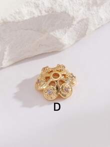 1pc Jewelry Accessory Flower Disc Copper Plated DIY Handmade Beading Material Hollow Flower Flower Holder Bead Holder Pearl Crystal Spacer - Yellow Gold - View 14