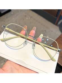 1 件女士高吸引力水平学生轻圆脸展示脸平面平板光镜普通框架，学校和电脑阅读游戏电视手机 - 彩色 - 查看 11