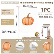 1pc, Canvas Hanging Picture, Framed Art Decoration, Ready To Hang, Wall Arts, Posters, Wall Art With Frame, Pumpkin Wall Art, Fall Pumpkin Prints, Modern Fall Decor, Pumpkin Decoration, Pumpkin Posters, Fall, Halloween, Halloween Decoration, Room Decoration, Dorm Decoration, Bedroom Home Wall Decorations, Fall Decoration Home Decor