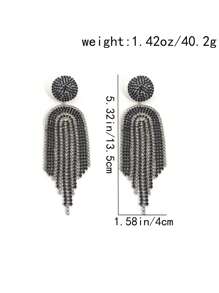 1 pieza Pendientes de lujo exagerados con rhinestones y borlas, accesorio de moda glamoroso como regalo para mujeres en fiestas