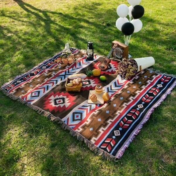 Portable Thick Picnic Mat, Camping Blanket, Beach Towel, Sofa Throw, Outdoor Patio Garden Tent Pad, Waterproof, Warm, Bohemian Style Home Decor, Tear-Resistant Leisure Blanket, Tablecloth, Wall Hanging